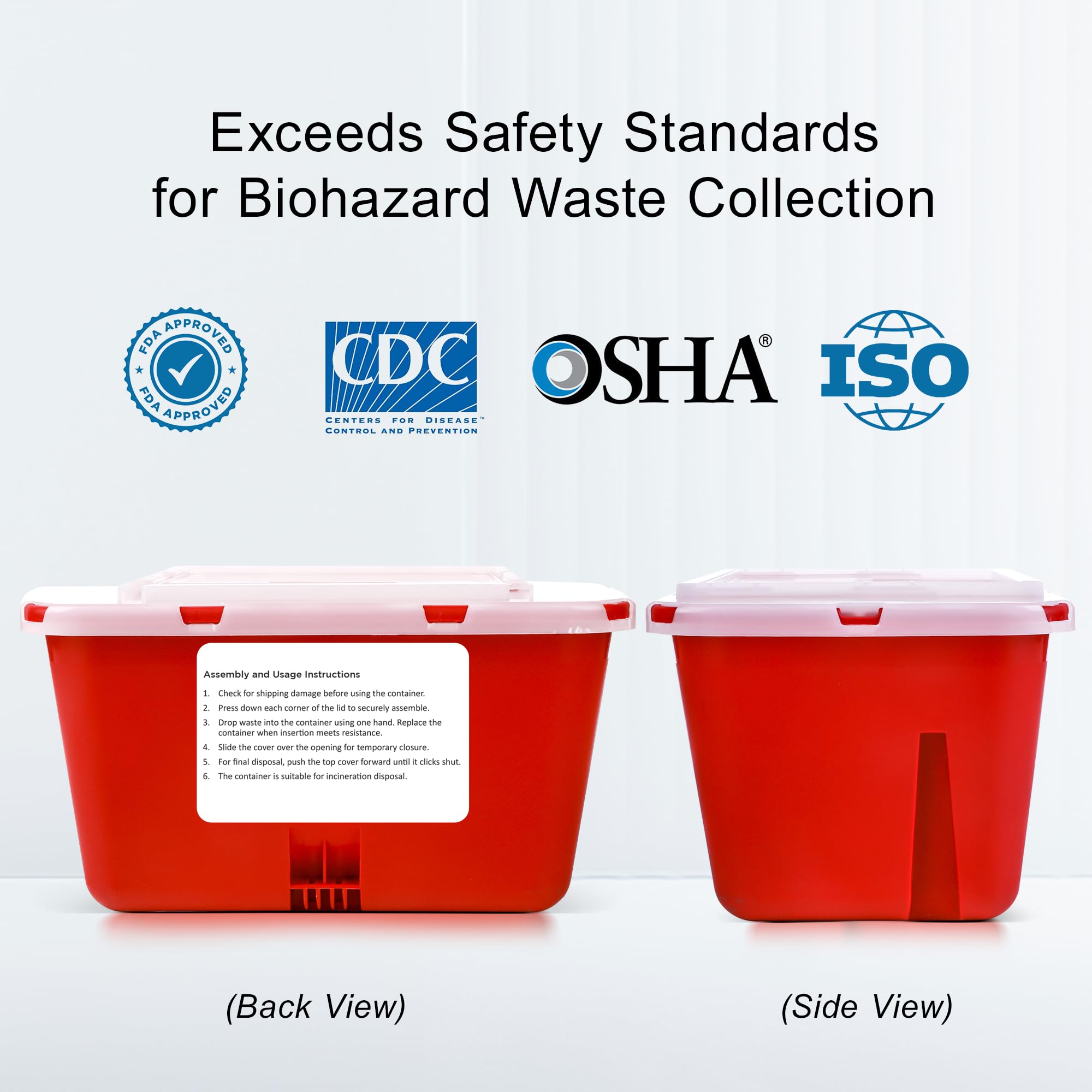 Large Sharps Container for Home & Lab Use - 1 Gallon Portable Needle Disposal Bin - Travel Size Biohazard Waste Container (Pack of 1) | Safe for Diabetic Supplies, Medical Waste & Tattoo Needles