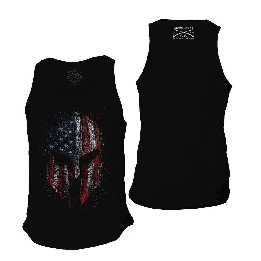 Men's American Spartan Tank Top - Black | Comfortable Workout & Gym Shirt for Men | Perfect for Fitness, Running & Casual Wear