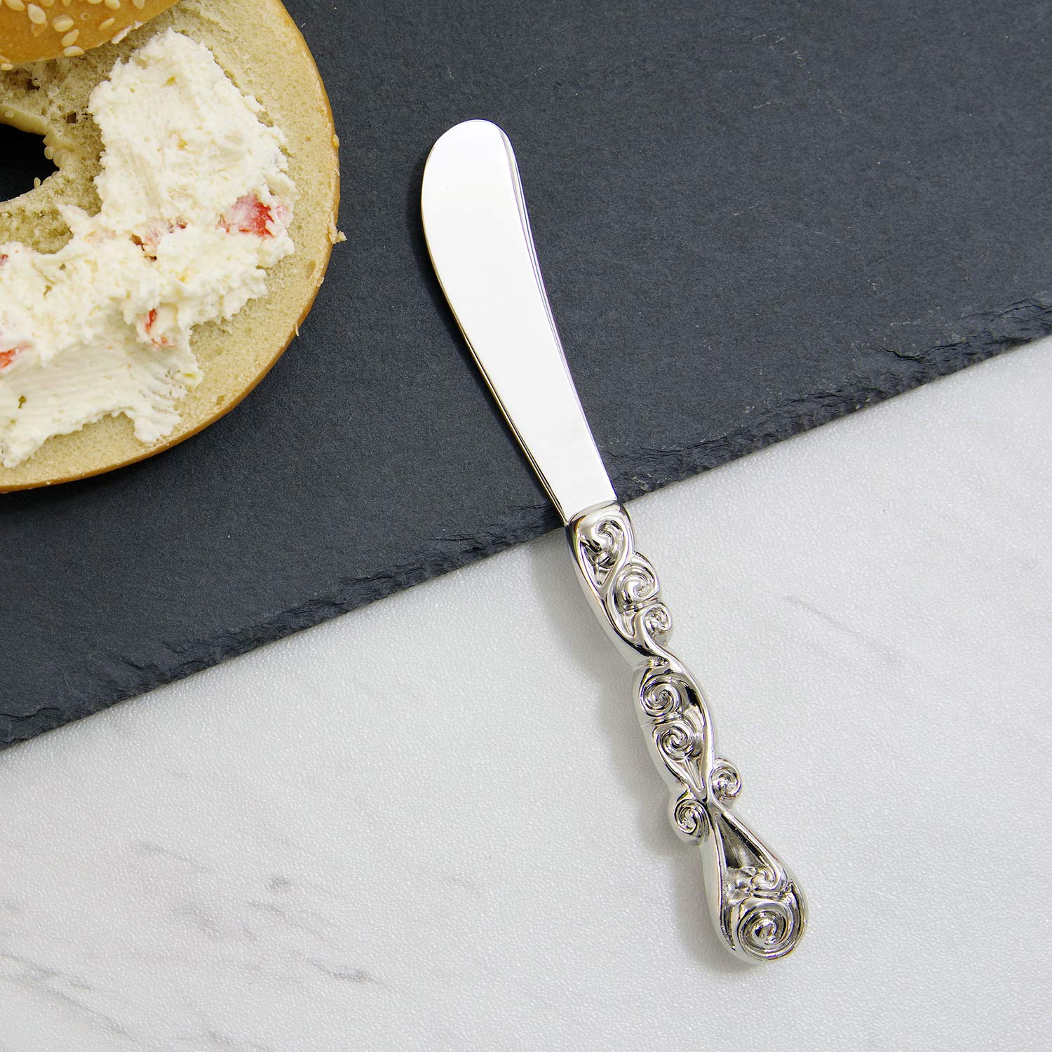 Premium 2-Piece Zinc Alloy Cheese and Butter Spreader Knife Set with Beaded Handle - Elegant for Cheese Boards, Charcuterie Platters & Dinner Parties