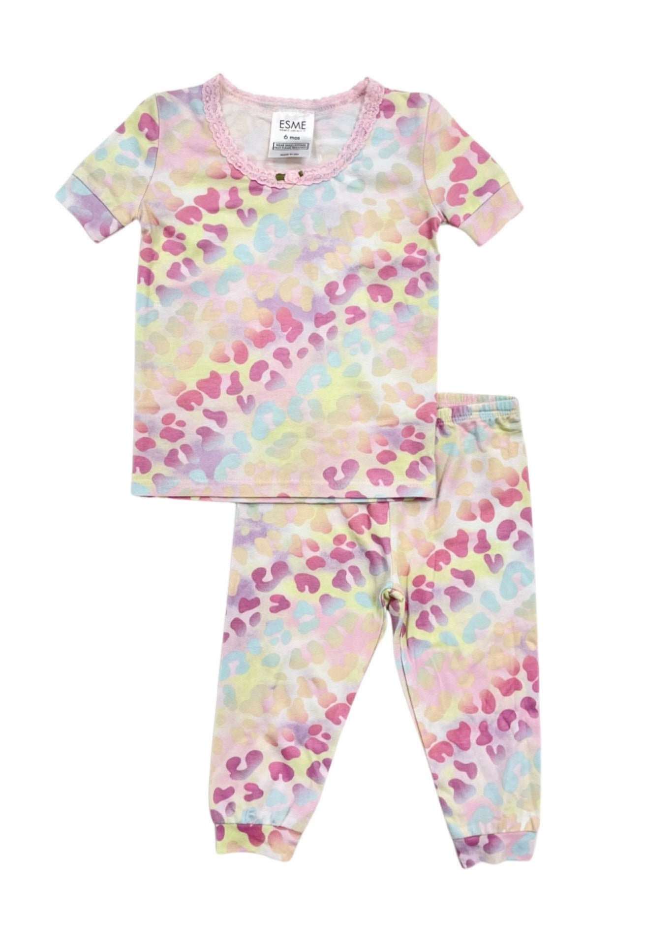 Pastel Leopard Print Short Sleeve Top & High Waist Crop Pants Set - Women's Summer Casual Outfit for Beach, Party & Streetwear Fashion