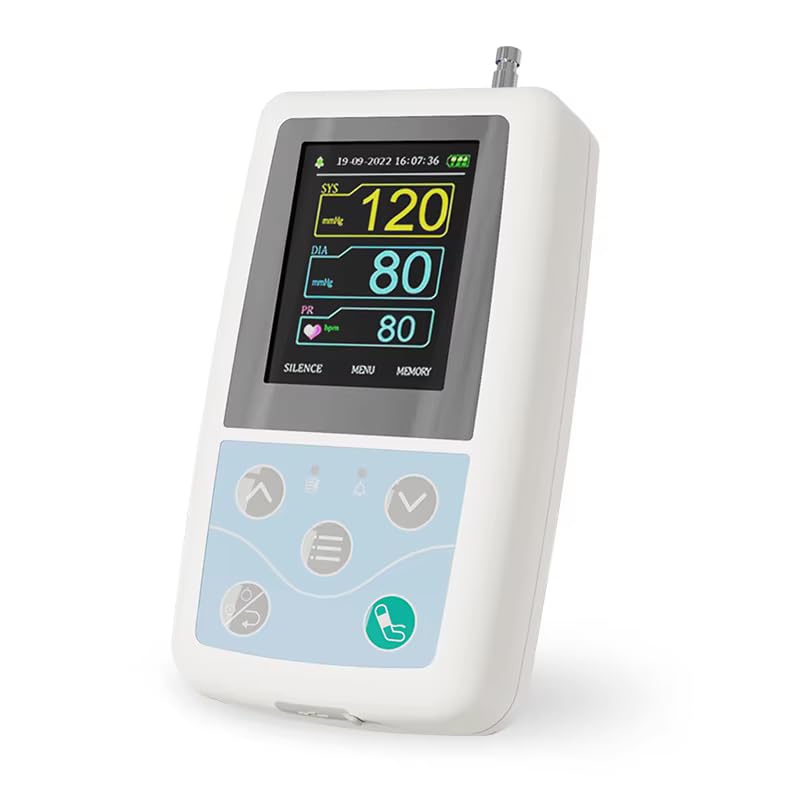 CONTEC ABPM50 24-Hour Ambulatory Blood Pressure Monitor with 3 Cuffs (18-26cm, 25-35cm, 33-47cm) - Handheld NIBP Monitor with Software for Home & Clinical Use - Track Hypertension & Heart Health