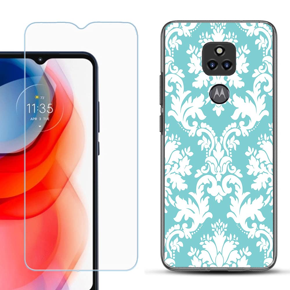 Slim-Fit TPU Case for Motorola Moto G Play 2021 - Victorian White/Teal | Shockproof Protection for Daily Use