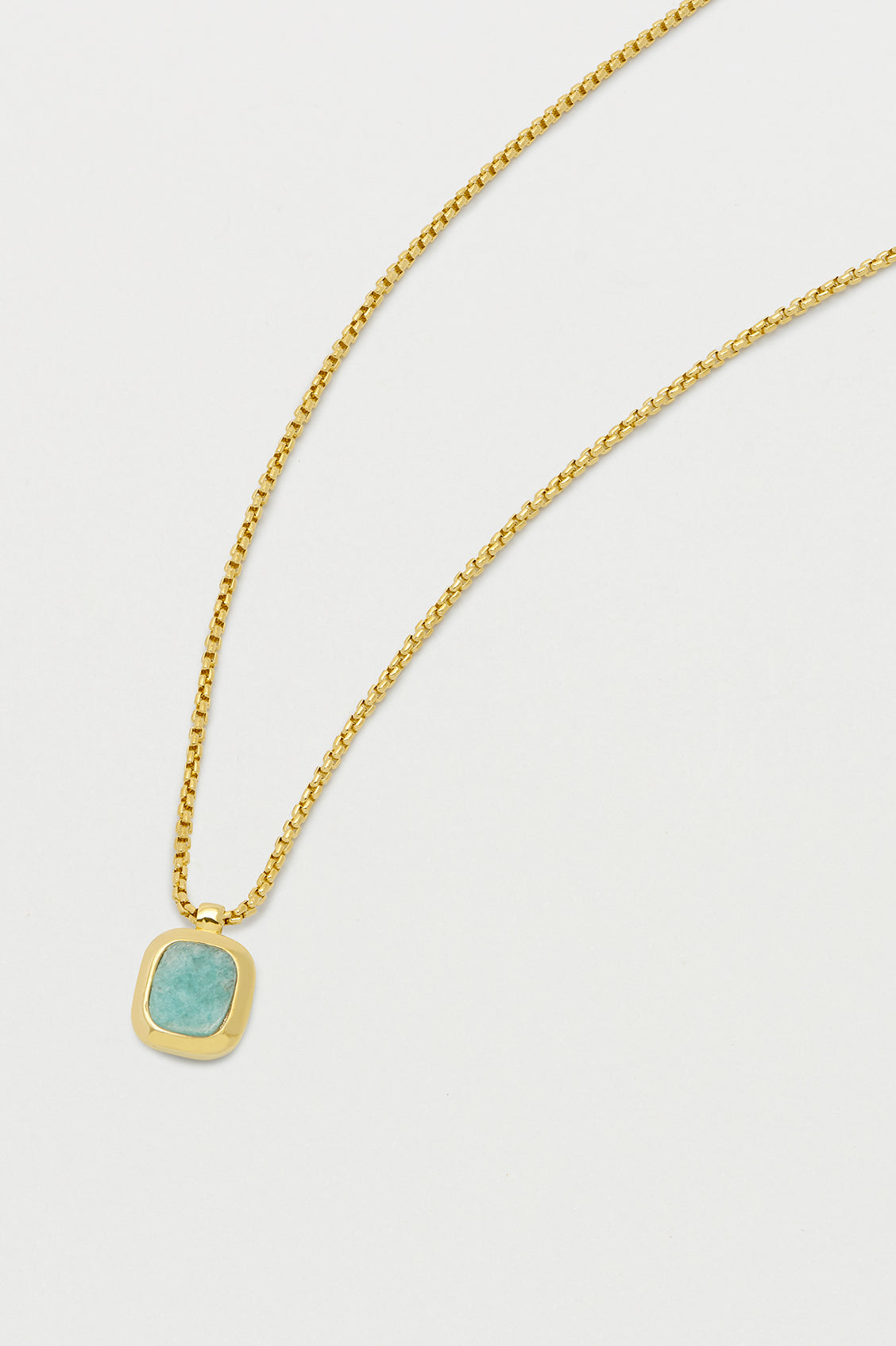 14K Gold Plated Amazonite Tablet Pendant Necklace - EBN5136G - Healing Crystal Jewelry for Meditation, Yoga & Spiritual Protection