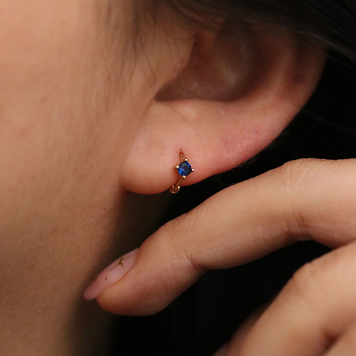 Lapis Lazuli Huggie Earrings for Women - Genuine Stone Dainty Hoop Earrings - Perfect for Everyday Wear, Gifts & Boho Style