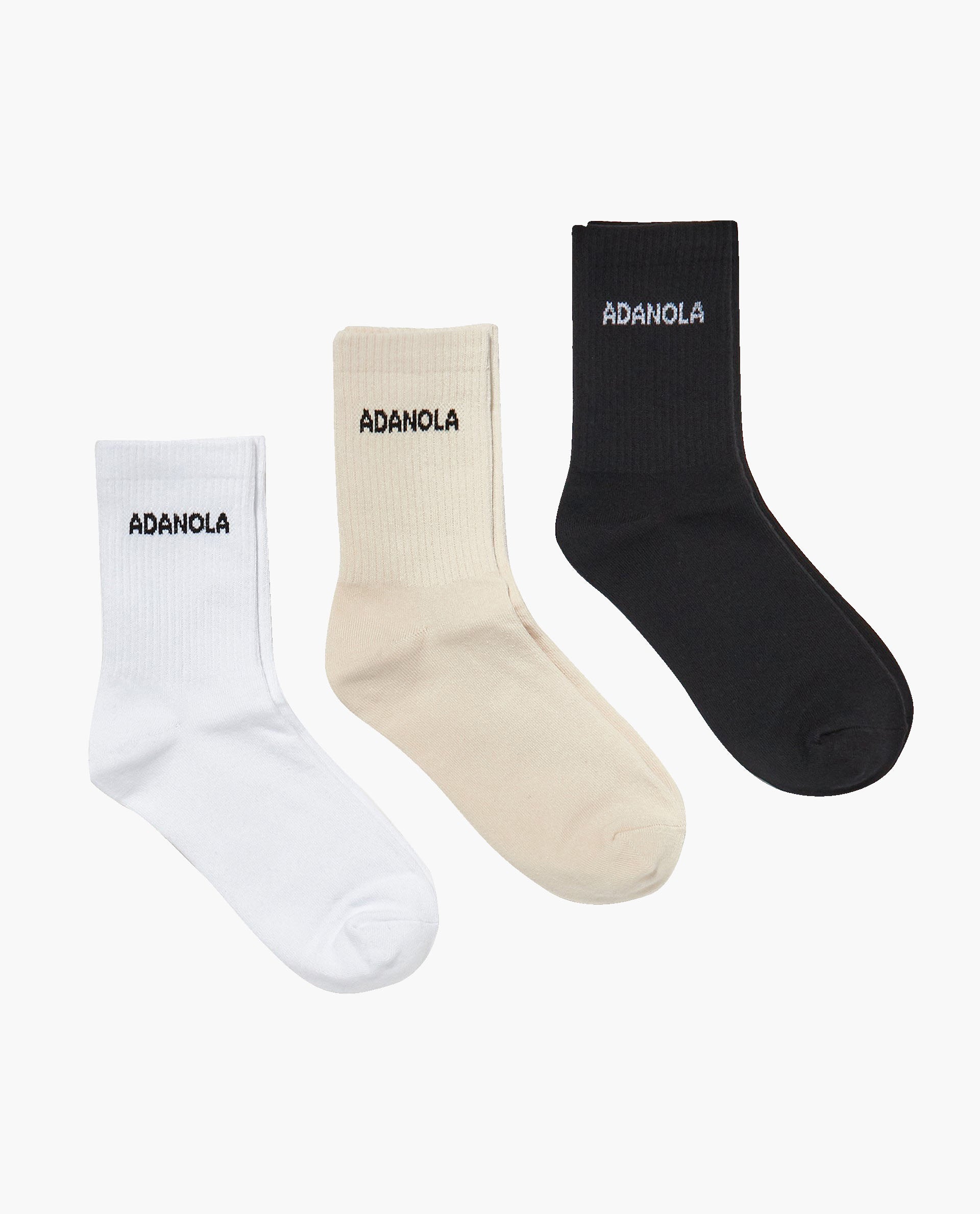 3 Pack Cotton Crew Socks for Men & Women - White, Cream, Black - Comfortable Everyday Casual Socks for Work, Gym & Home Wear
