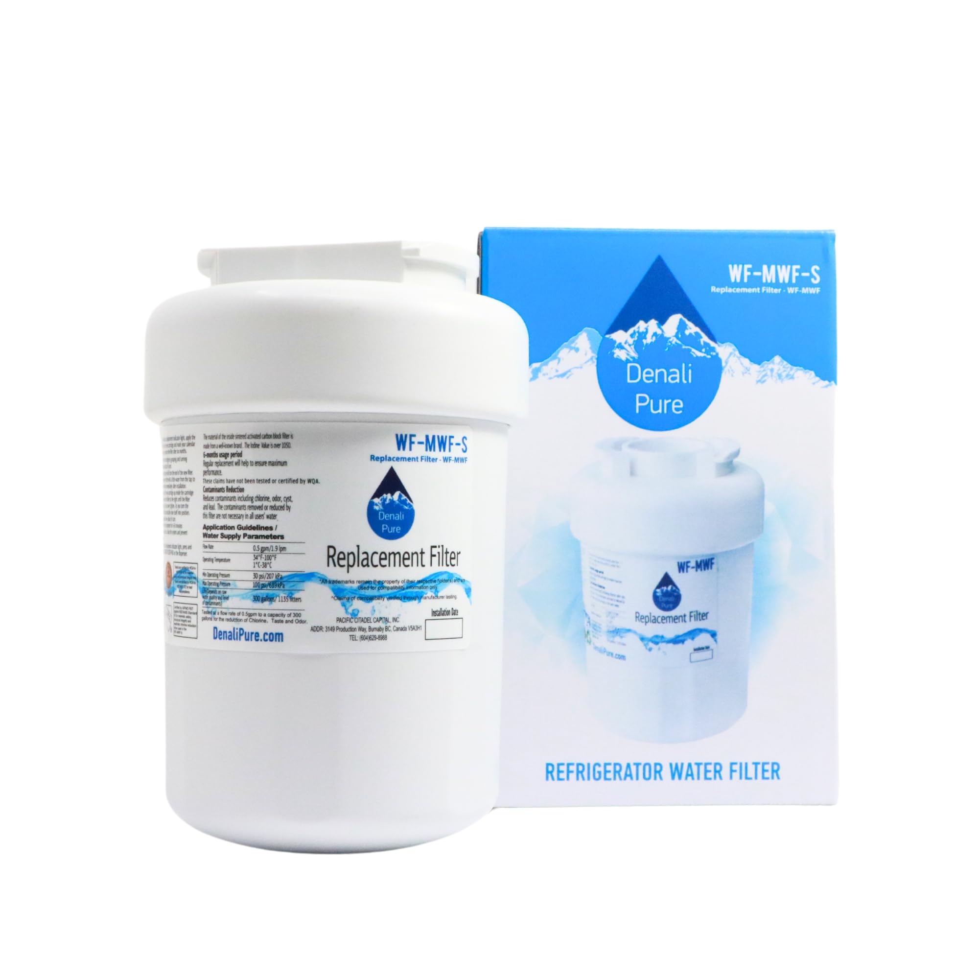 GE MWF MWFP Refrigerator Water Filter Replacement - Compatible with General Electric PFSS6PKXASS Fridge Filter Cartridge | Clean & Safe Drinking Water for Home & Office