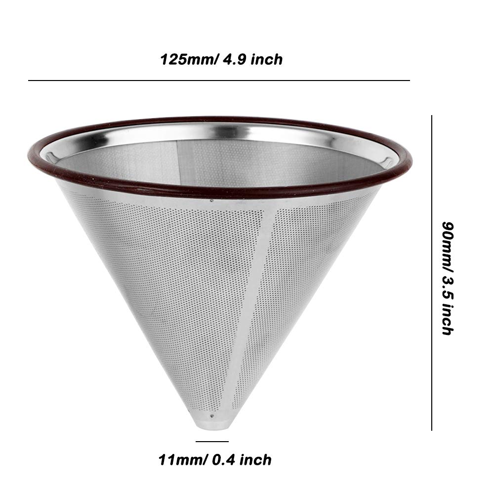 Stainless Steel Pour Over Coffee Filter - Reusable Double Mesh for Home & Office Brewing