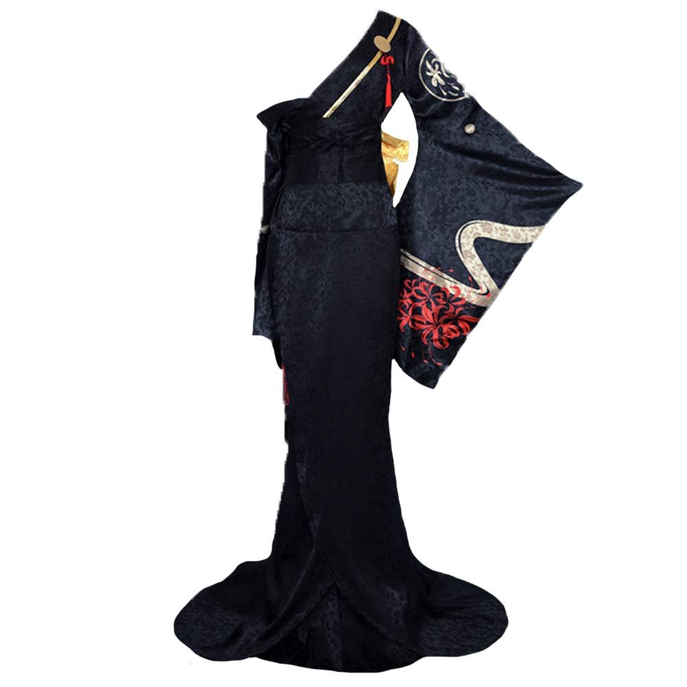 Identity V The Geisha Michiko Bloody Fan Black Kimono Cosplay Costume - Halloween Party, Anime Convention & Cosplay Events