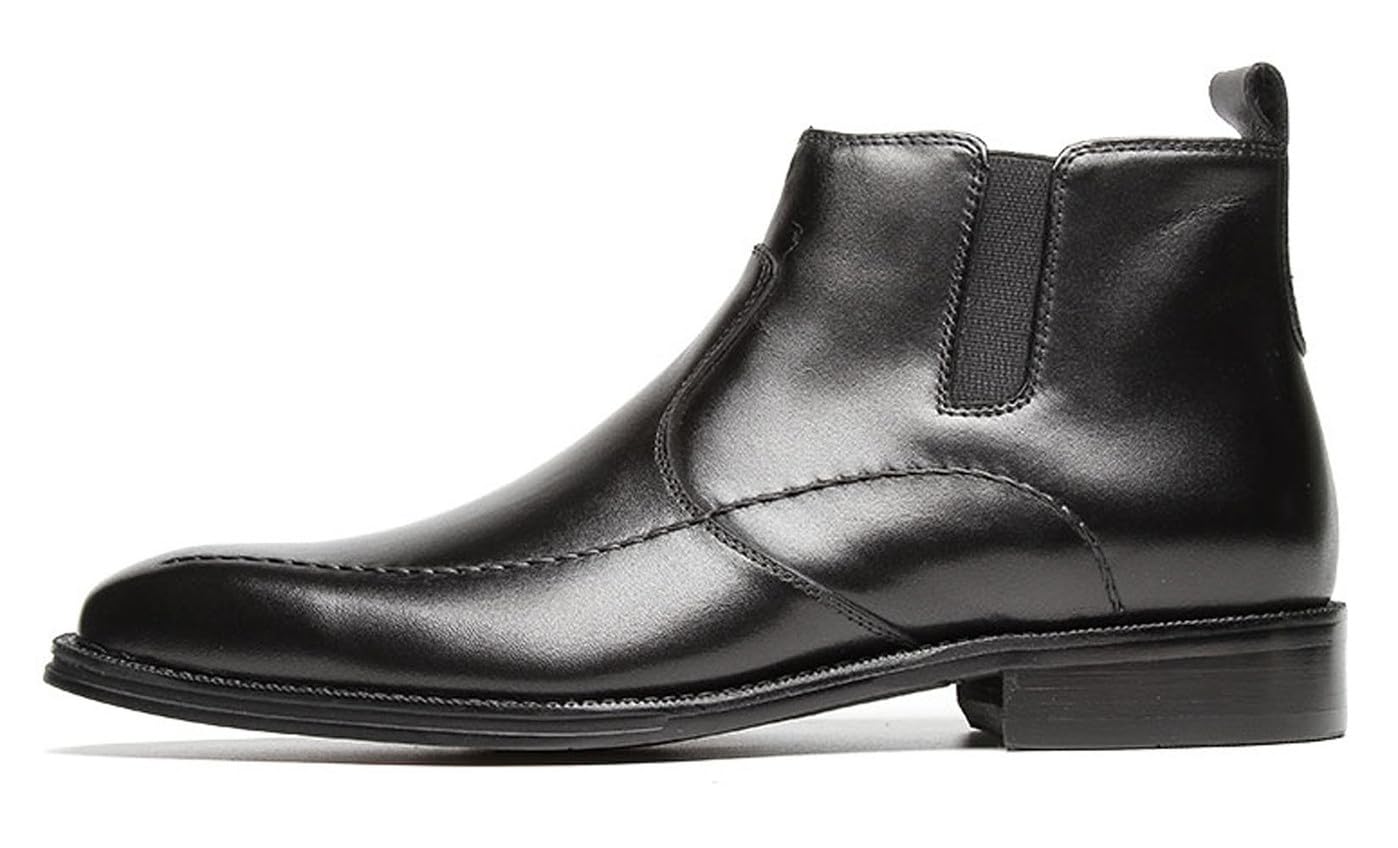 Santimon Men's Leather Chelsea Boots with Zipper - Ankle Dress Boots for Men in Black & Tan - Perfect for Office, Casual & Formal Occasions