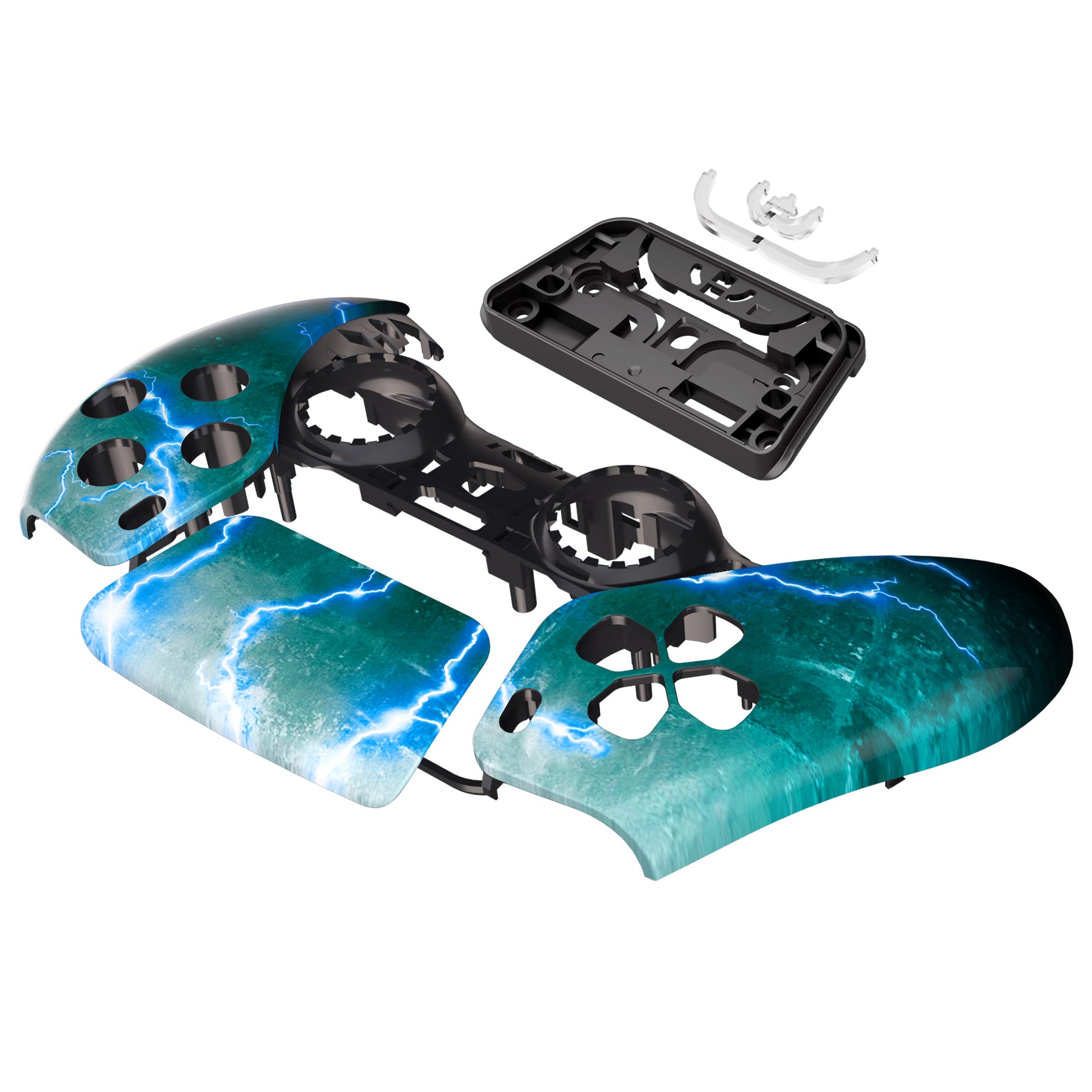 eXtremeRate Green Storm Thunder Touchpad Front Housing Shell for PS5 Controller BDM-010/020/030/040/050 - DIY Replacement Shell & Custom Touch Pad Cover (Model ZPFT1092G3) - Perfect for Gaming Enthusiasts & PS5 Controller Customization