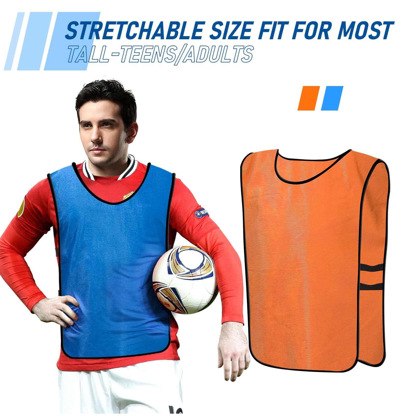 Scrimmage Training Vest 12 Pack - Reversible Soccer Pinnies for Adults & Youth - Breathable Mesh Practice Bibs for Soccer, Basketball, Flag Football - Ideal for Team Drills, PE Classes & Sports Camps