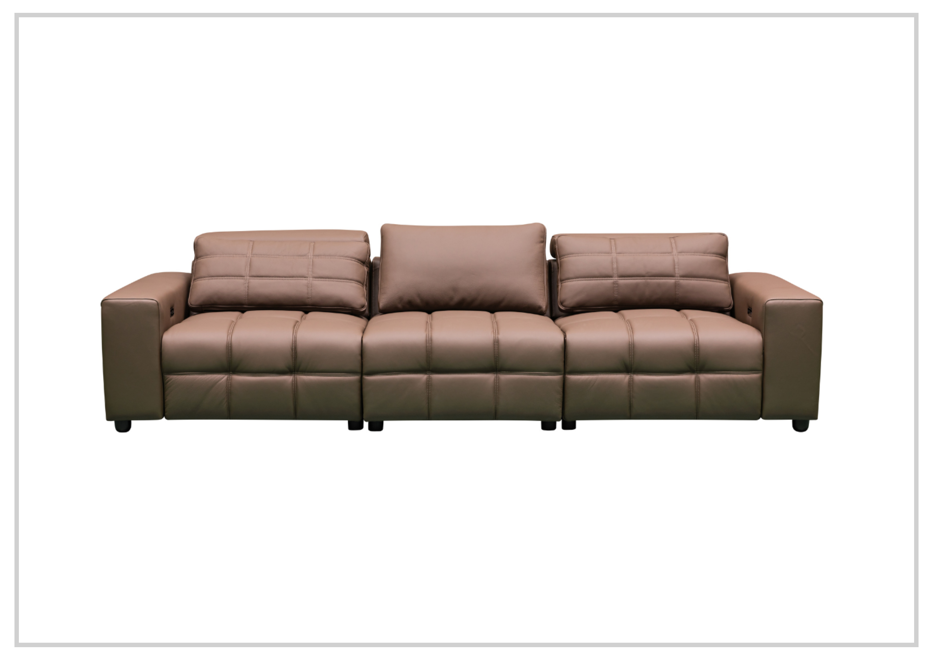 Klaussner Orlano 3-Seater Brown Leather Power Reclining Sofa - Comfortable Electric Recliner for Living Room, Home Theater & Family Room Relaxation