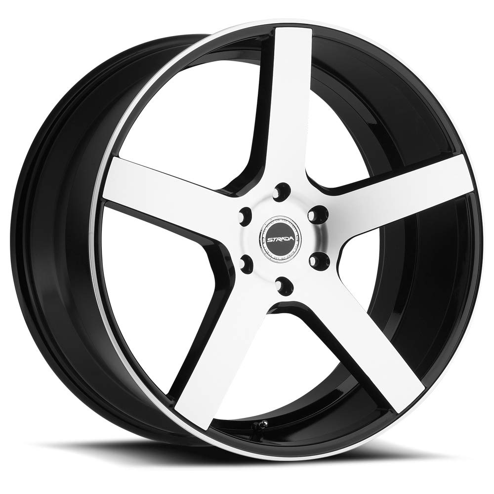 STRADA PERFETTO Custom Alloy Wheels - 22x9.5 Inches, +24 Offset, 6x135 Bolt Pattern, 87.1mm Hub - Gloss Black with Machined Face for Trucks & SUVs | Perfect for Off-Roading, Street Performance & Custom Builds