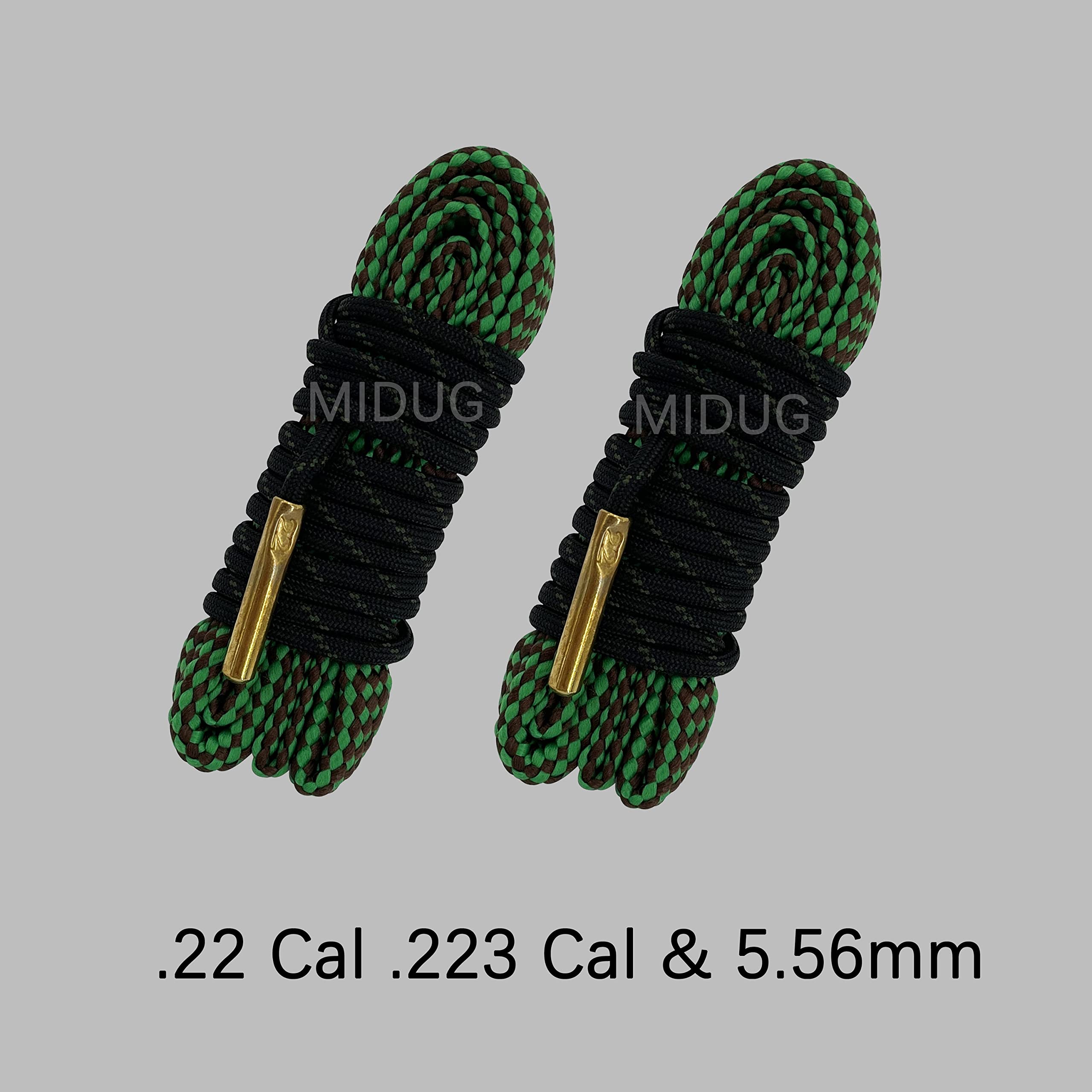 2 Pack Gun Cleaning Snake Rope - Rifle Bore Brush for Pistol, Handgun, Shotgun - Fits .22, .223, 5.56mm, .380, 9mm, 12GA, .308, .357, .44, .45 Caliber - Perfect for Range Maintenance & Firearm Care