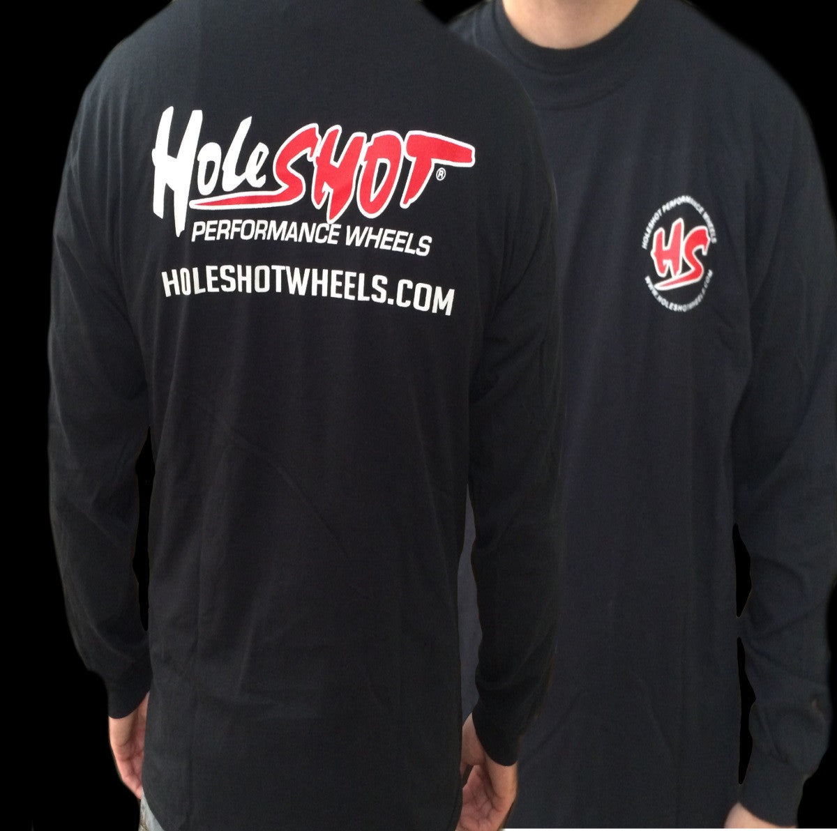 Holeshot Long Sleeve T-Shirt for Men - Comfortable Black Cotton Shirt - Casual Wear, Workout & Outdoor Activities