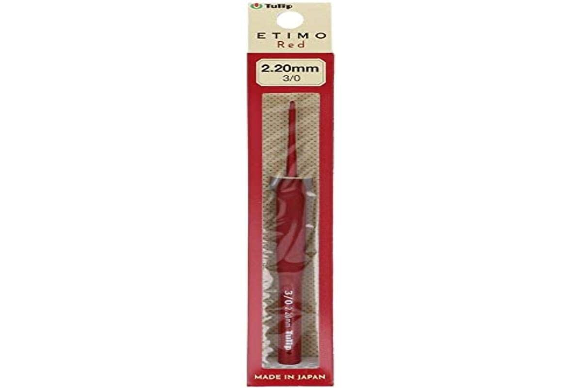 Premium 2.2mm Red Tulip Crochet Hook - Ergonomic Handle for Comfortable Knitting & Crocheting - Perfect for Yarn Crafts, Amigurumi, and DIY Projects