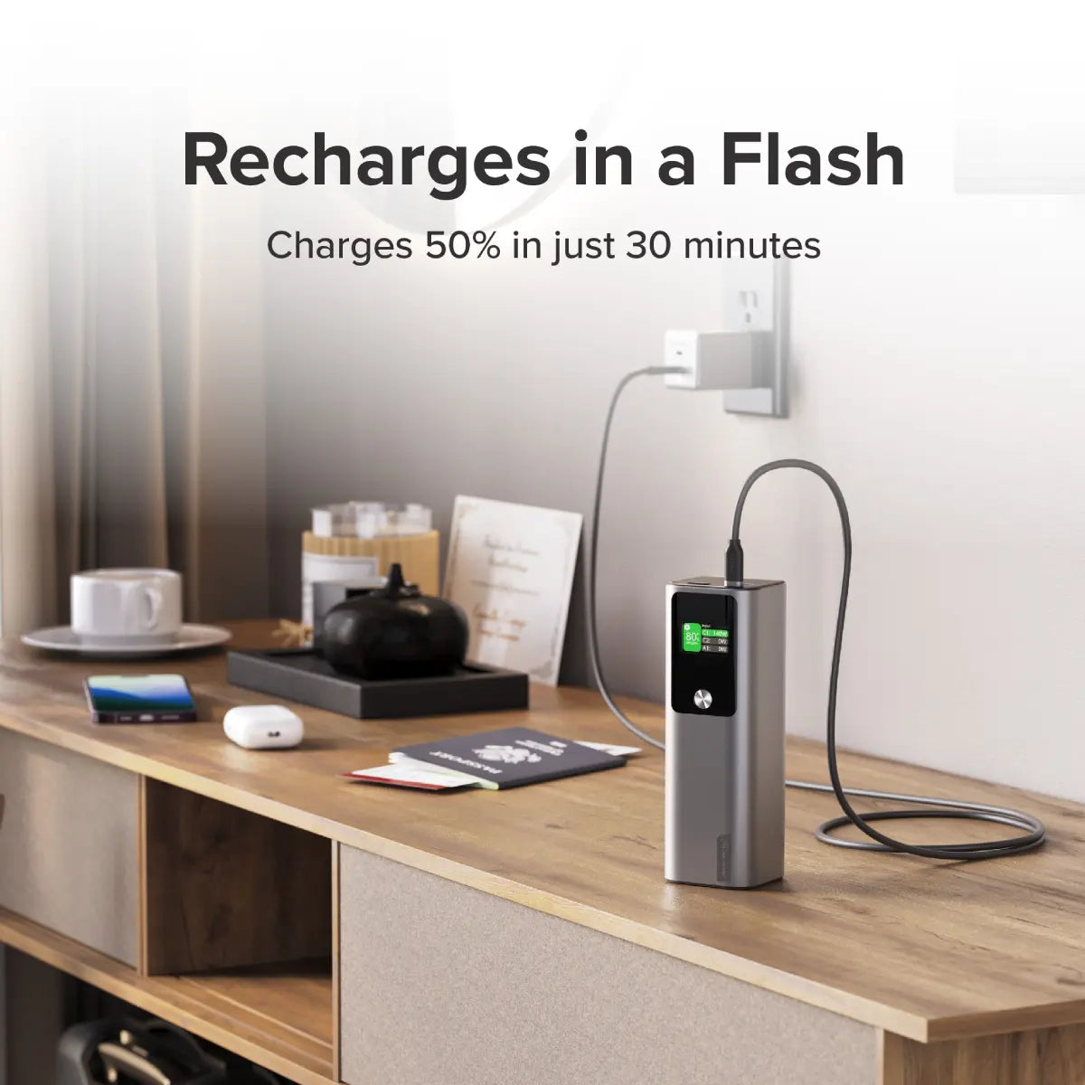 27,000mAh Power Bank with 140W USB-C Fast Charging - Portable Charger for Laptops, Phones & Tablets - Perfect for Travel, Camping & Emergency Power Backup