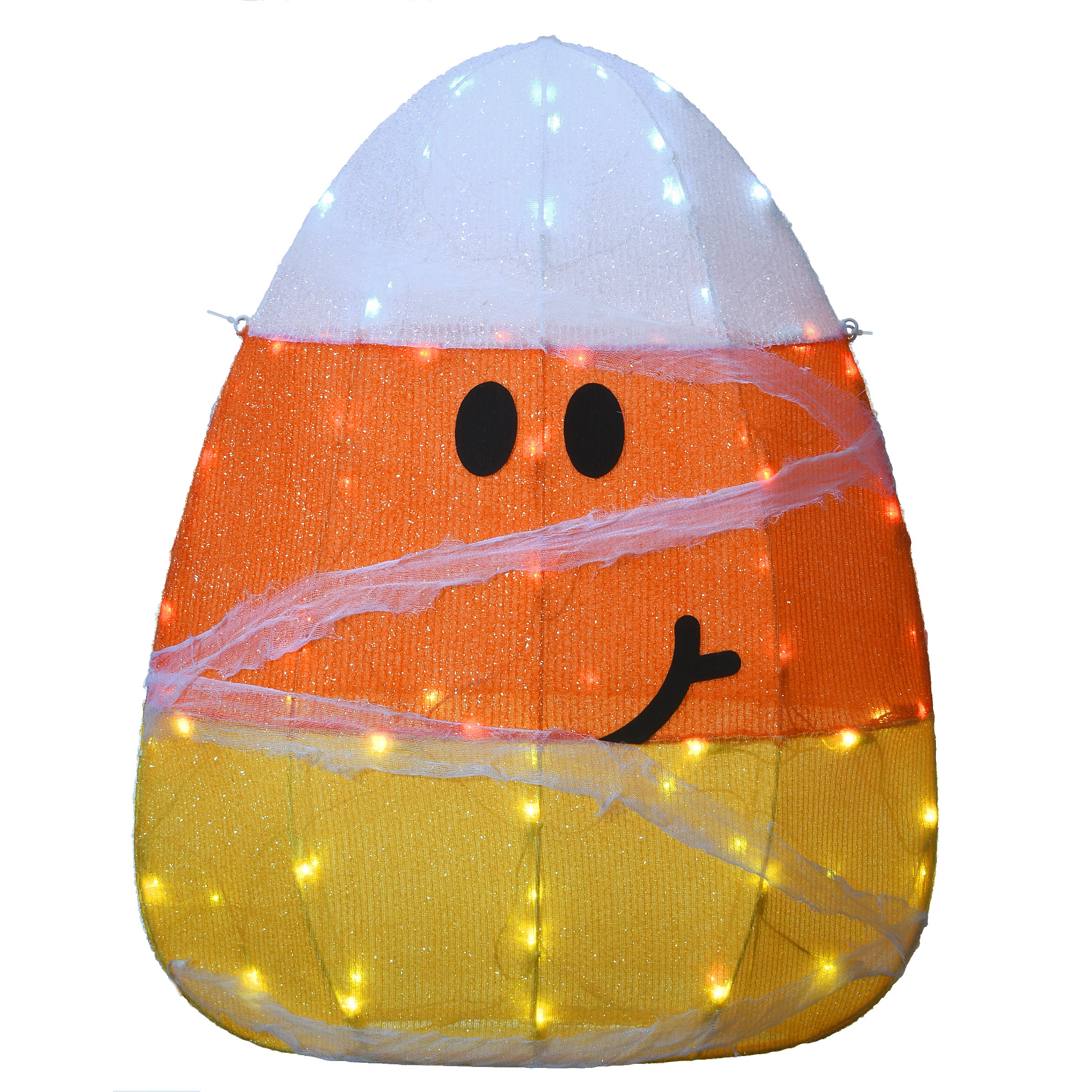 28 Inch Halloween Pre-Lit Candy Corn Mummy Outdoor Decoration with LED Lights - Spooky Yard Decor for Trick or Treating & Party