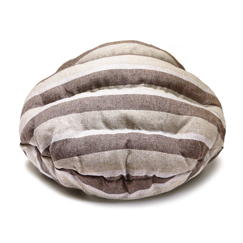 Brown Striped Burger Bed for Dogs - Cozy Pet Sofa for Small & Medium Breeds - Perfect for Living Room, Bedroom & Pet-Friendly Spaces