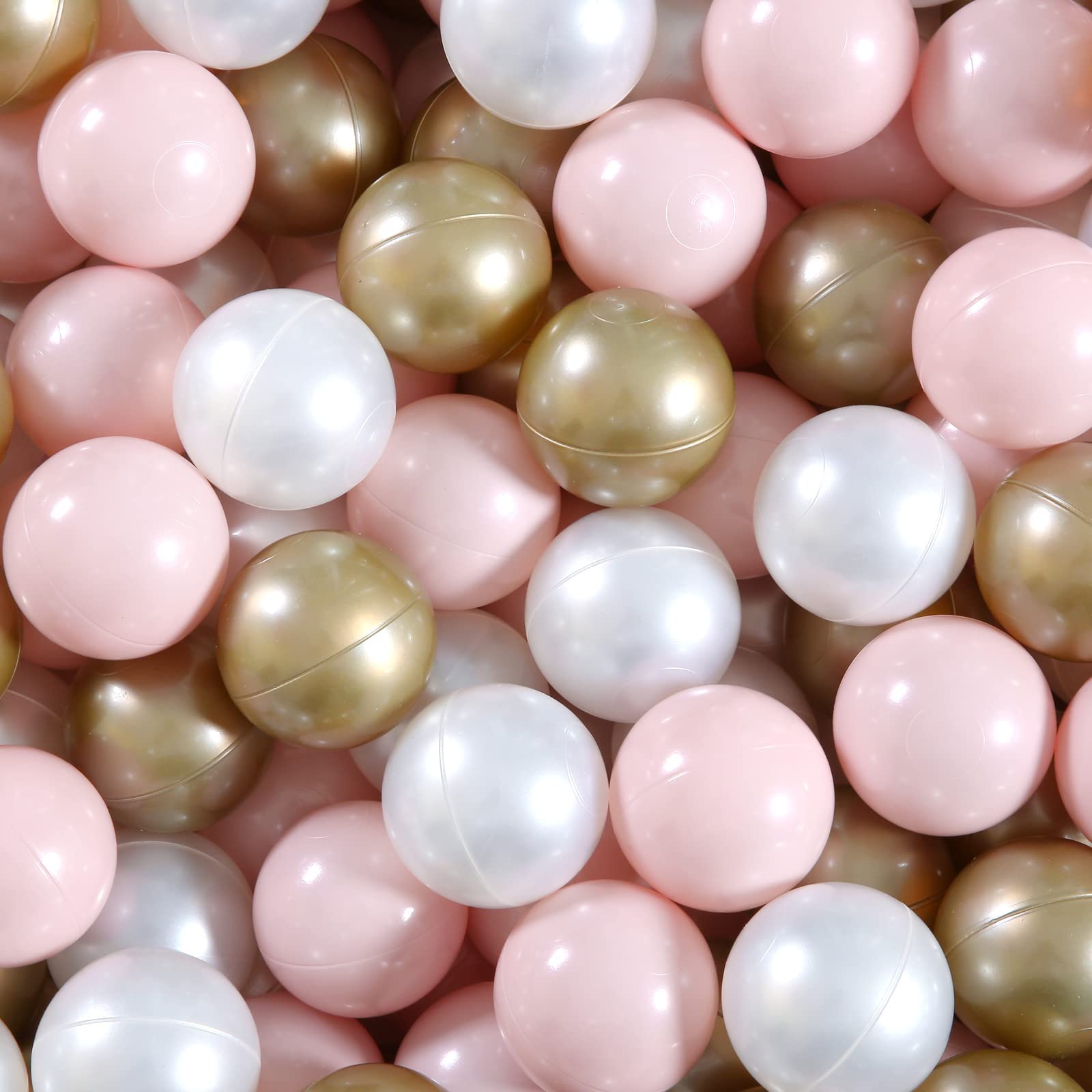 GOGOSO 100-Pack 2.36 Inch Plastic Play Pit Balls for Kids - Pearl Pink, Brown & White Colors | Safe for Baby Playpen, Play Yard & Ball Pit | Perfect for Indoor Toddler Playtime, Sensory Development & Birthday Parties