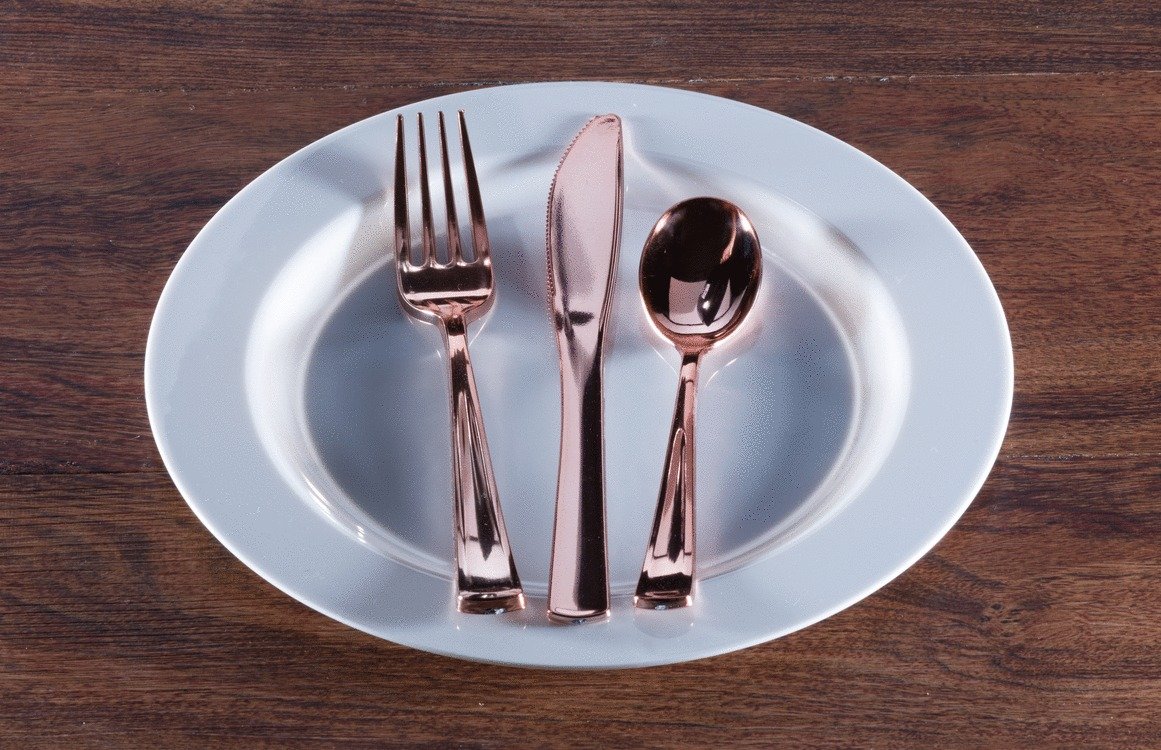 Premium Heavyweight Disposable Plastic Cutlery Set - 160-Piece Rose Gold Flatware Combo (80 Forks, 40 Spoons, 40 Knives) for Parties, Picnics, Catering & Events - Elegant Disposable Silverware Value Pack