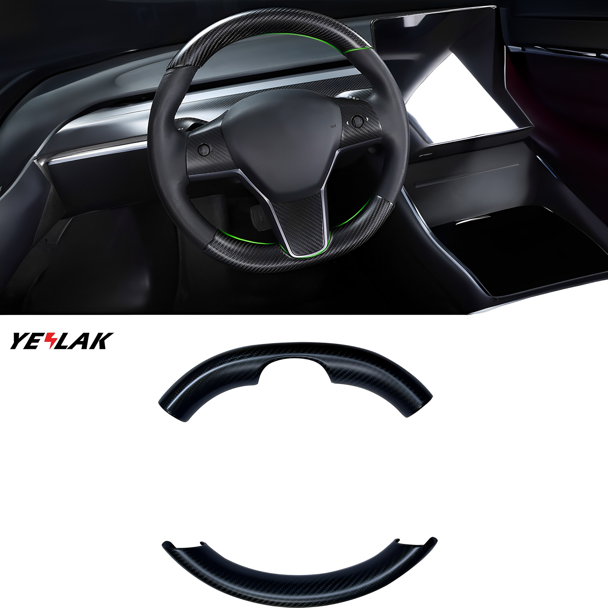 Premium Real Carbon Fiber Steering Wheel Cover for Tesla Model 3 & Y - Custom Fit Luxury Interior Upgrade | Enhance Driving Comfort & Style for Tesla Owners