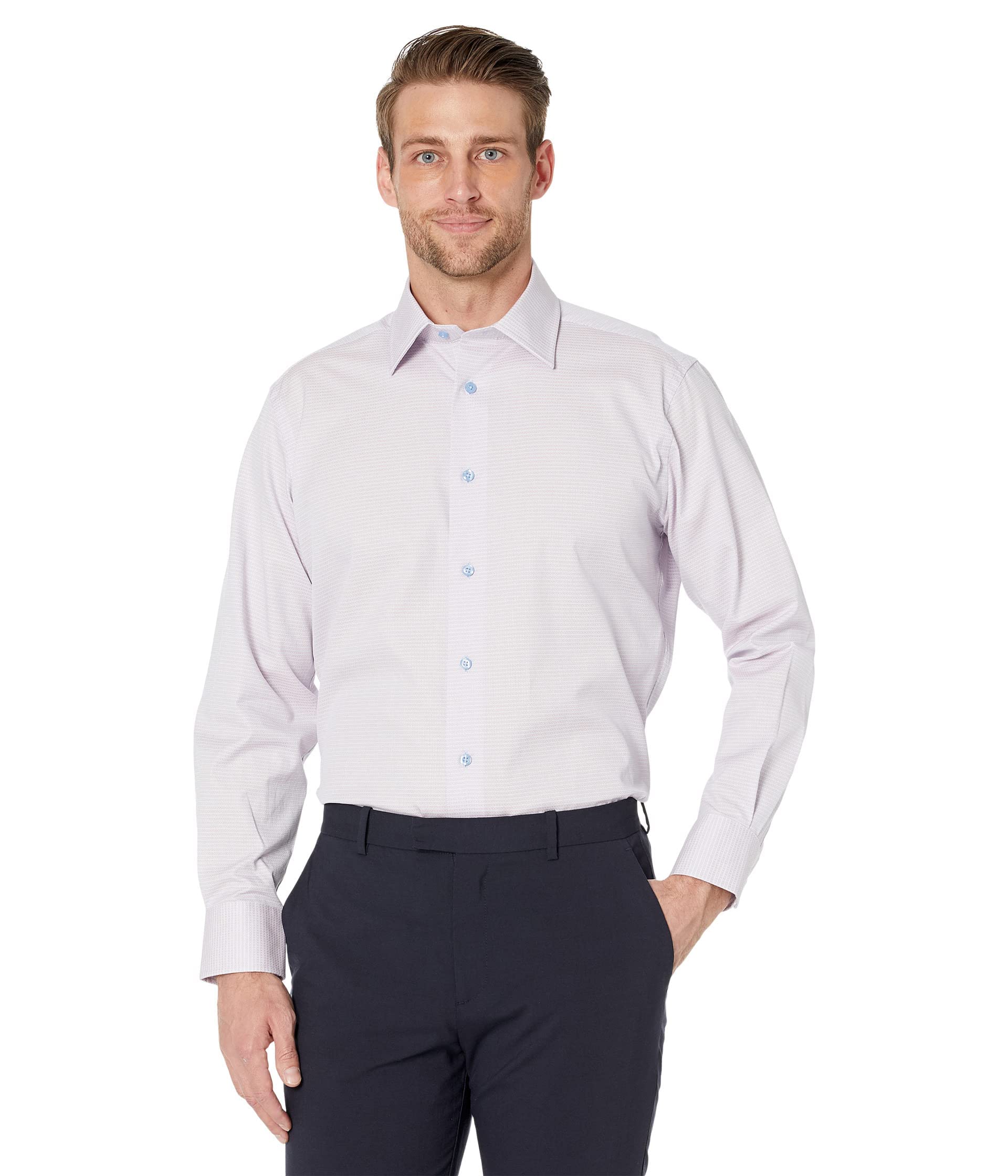 David Donahue Men's Slim Fit Signature Dress Shirt - Premium Cotton Formal Business Shirt for Office, Wedding & Special Occasions
