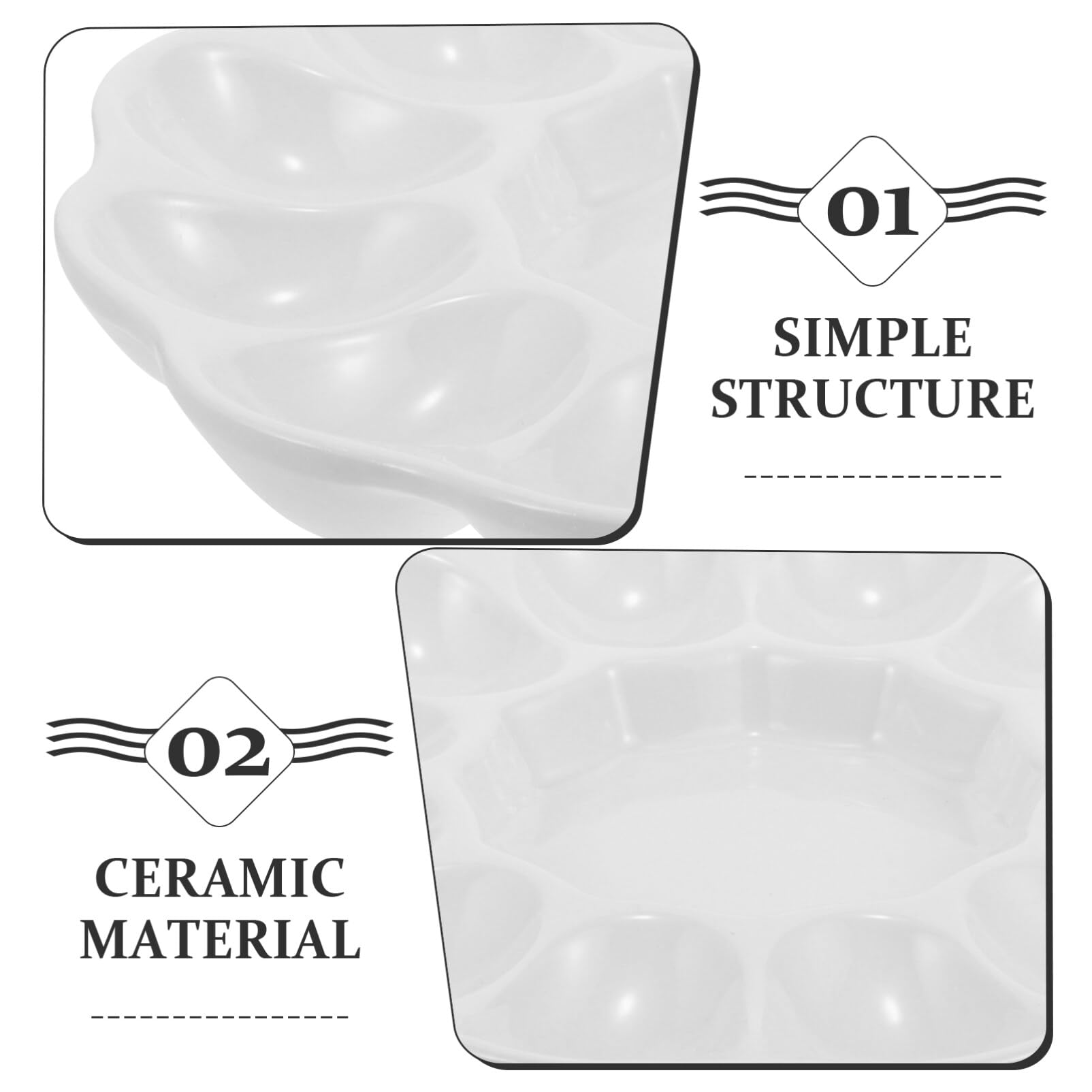 Ceramic Deviled Egg Platter Tray - 8 Inch Serving Dish Holds 12 Hard Boiled Eggs - Elegant Catering Display for Parties, Picnics & Holiday Gatherings