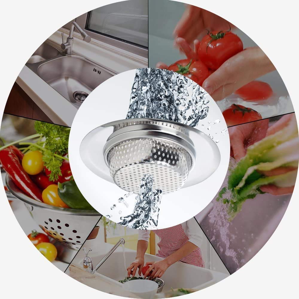 4 Pack Stainless Steel Kitchen Sink Drain Strainer - 4.5 Inch Food Catcher Basket with Fine Mesh for Kitchen, Bathroom & Lavatory Sinks - Prevents Clogs & Catches Hair - Perfect for Home, Restaurant & Commercial Use