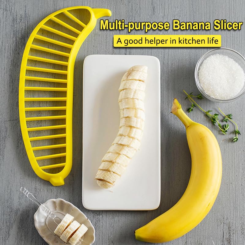 AKOAK Plastic Banana Slicer - 1 Pack Multi-Functional Fruit Cutter for Banana Slices, Perfect for Fruit Salads, Dessert Decorating & Food Prep | Great for Smoothie Bowls, Kids Snacks & Healthy Eating