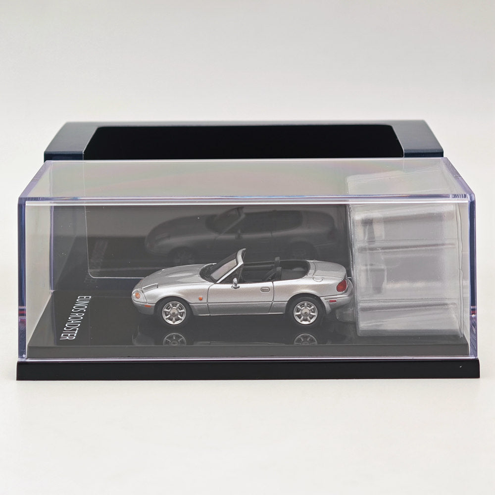 1/64 Scale Mazda Eunos Roadster NA6CE Diecast Model Car with Tonneau Cover - Limited Edition Silver HJ642025AS - Collectible Toy Car for Adults & Kids | Perfect for Display, Gifts, and Car Enthusiast Collections