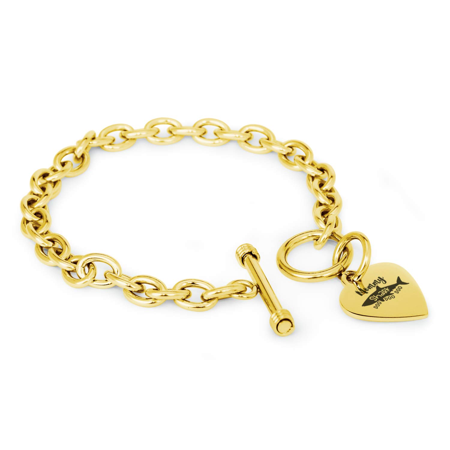 Stainless Steel Mommy Shark Heart Charm Bracelet & Necklace Set - Cute Mother-Daughter Matching Jewelry Gift for Women, Girls | Perfect for Birthdays, Mother's Day, Christmas & Everyday Wear