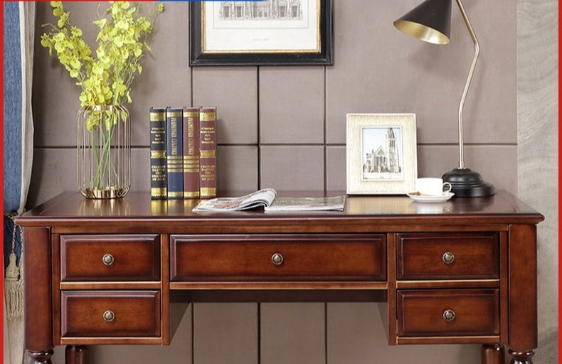 Preston Hilton American European Style Writing Desk - Executive Office Desk, Computer Workstation for Home & Office Use | Perfect for Remote Work, Study & Professional Workspaces