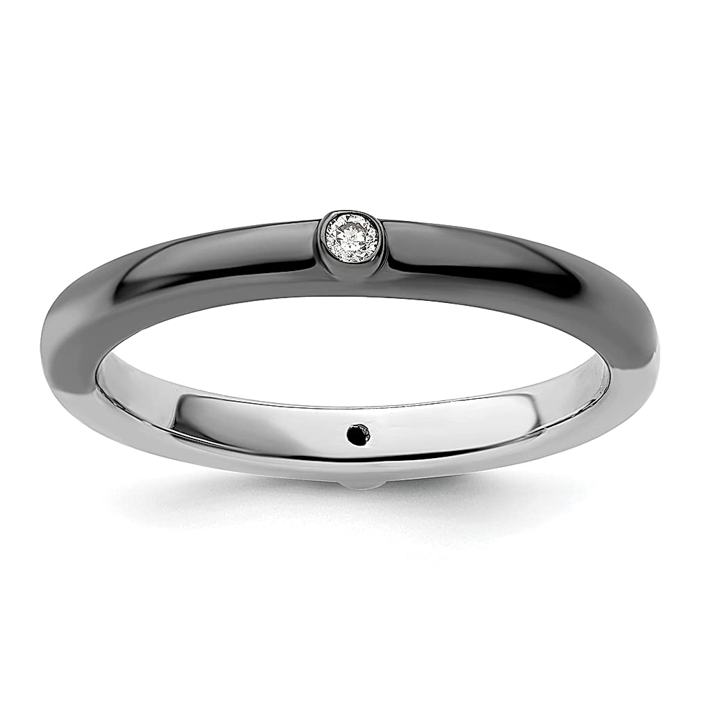 925 Sterling Silver Half White Black Diamond Stackable Ring for Women - Classic Elegant Jewelry Gift for Her - Perfect for Anniversaries, Birthdays & Everyday Wear