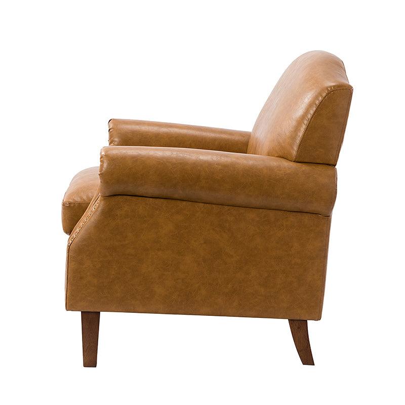 Gianfranco Vegan Leather Armchair with Sturdy Wooden Legs - Modern Vegan Leather Lounge Chair for Living Room, Office & Reading Nook - Eco-Friendly Faux Leather Accent Chair