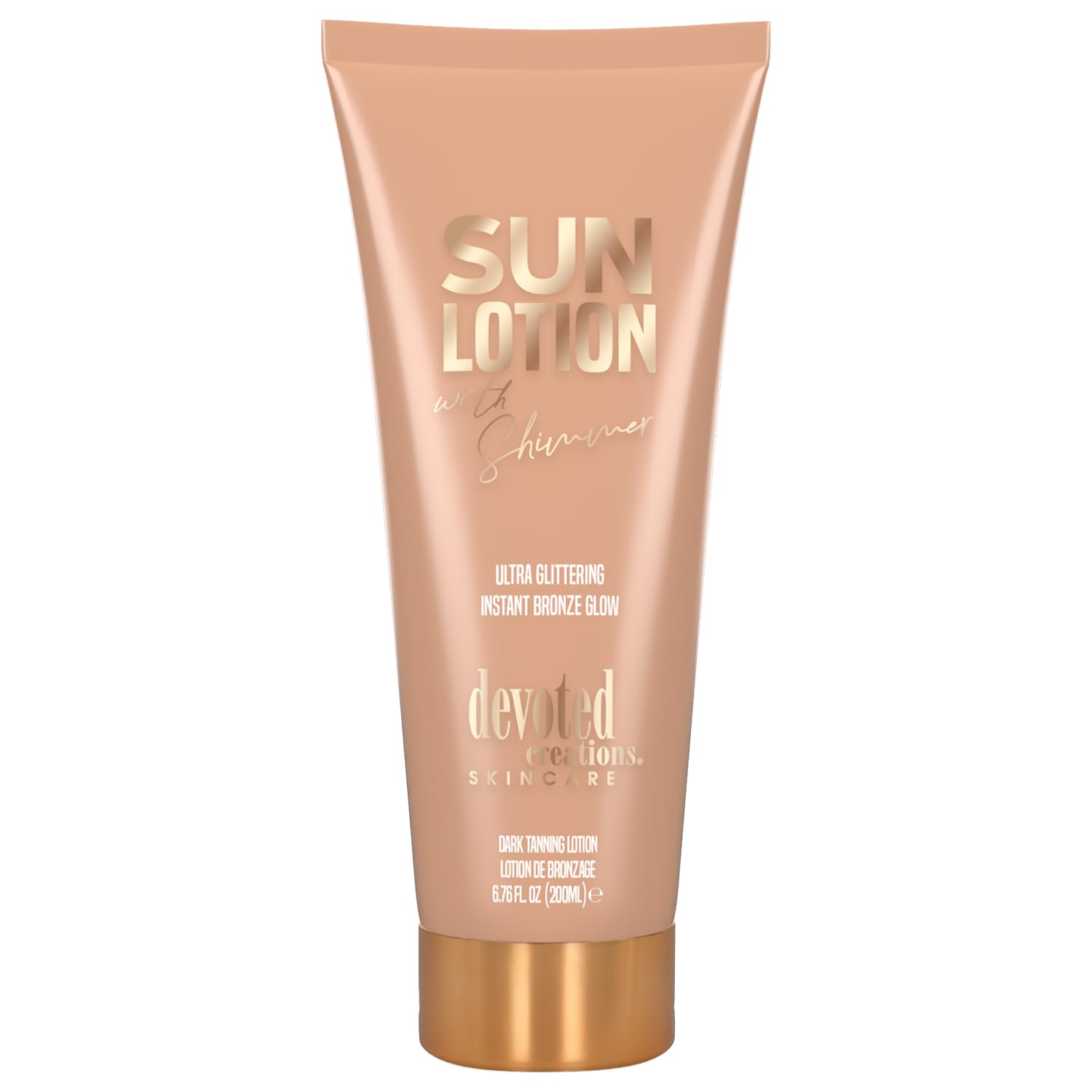 Devoted Creations Ultra Glittering Sun Lotion with Shimmer & Instant Bronze - 6.76 oz (2-Pack) | SPF Tanning Oil for Summer Beach, Pool Party & Outdoor Activities