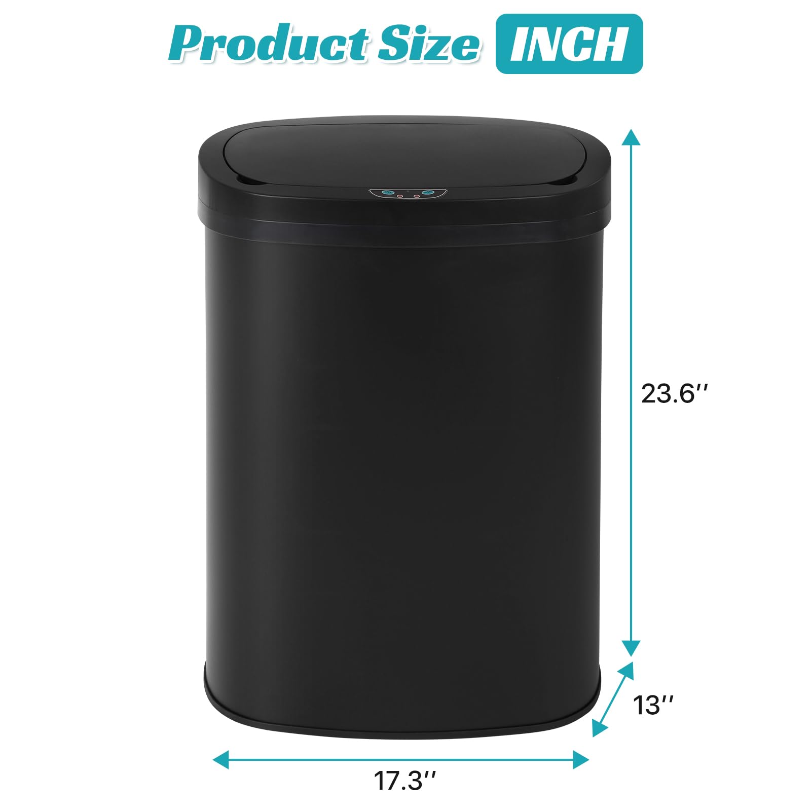 13 Gallon Automatic Touchless Stainless Steel Trash Can with Lid - 50L Durable Kitchen Garbage Bin for Home, Office, Living Room & Bedroom - Perfect for Hands-Free Waste Disposal in Modern Spaces (Black)