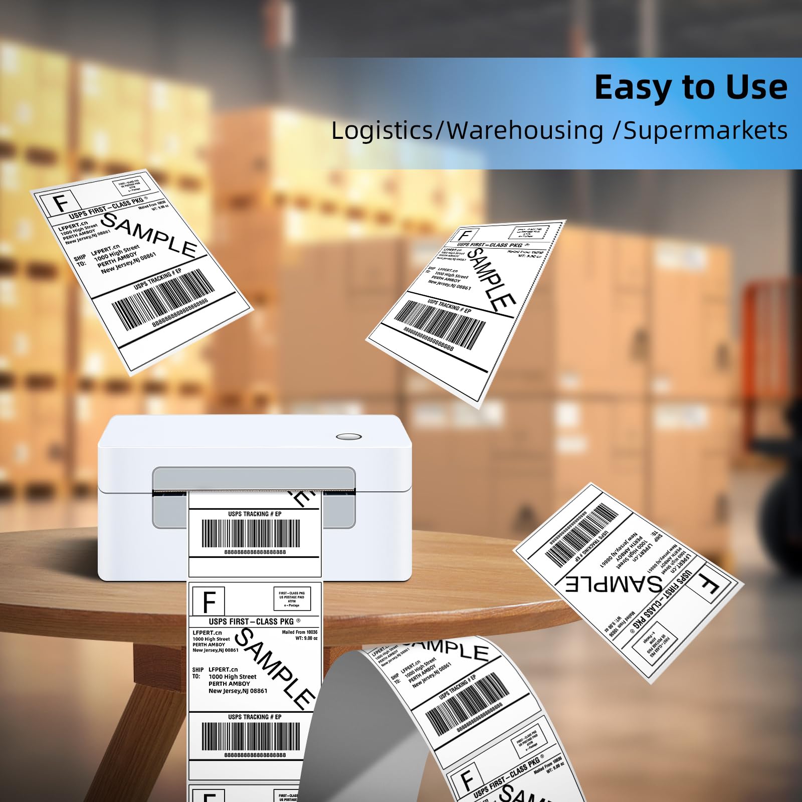 4x6 Thermal Shipping Label Printer - High Speed USB Barcode Printer for Amazon, eBay, USPS, FedEx | Compatible with Windows, Mac, Linux | Perfect for E-commerce, Warehouse & Small Business Shipping (White-Gray)