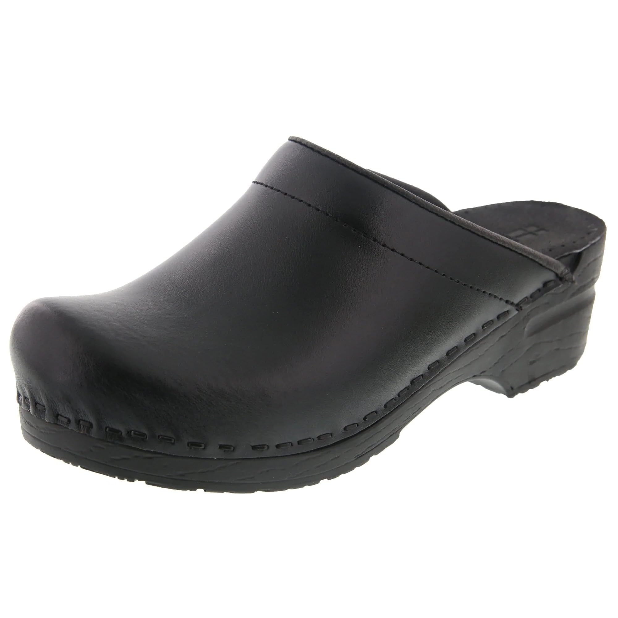 Bjork Women's Open Back Leather Clogs - Comfortable PU Slip-On Shoes for Casual Wear, Home & Office