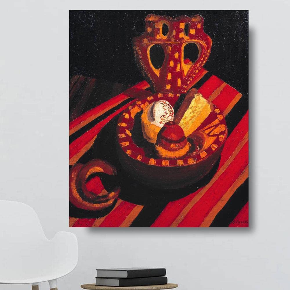 BONNIU Large Hand Painted Oil Painting - Morris 20x24 Still Life Canvas Wall Art (50x60cm) - Patisseries & Croissant G2041 | Perfect for Living Room, Bedroom & Office Decor