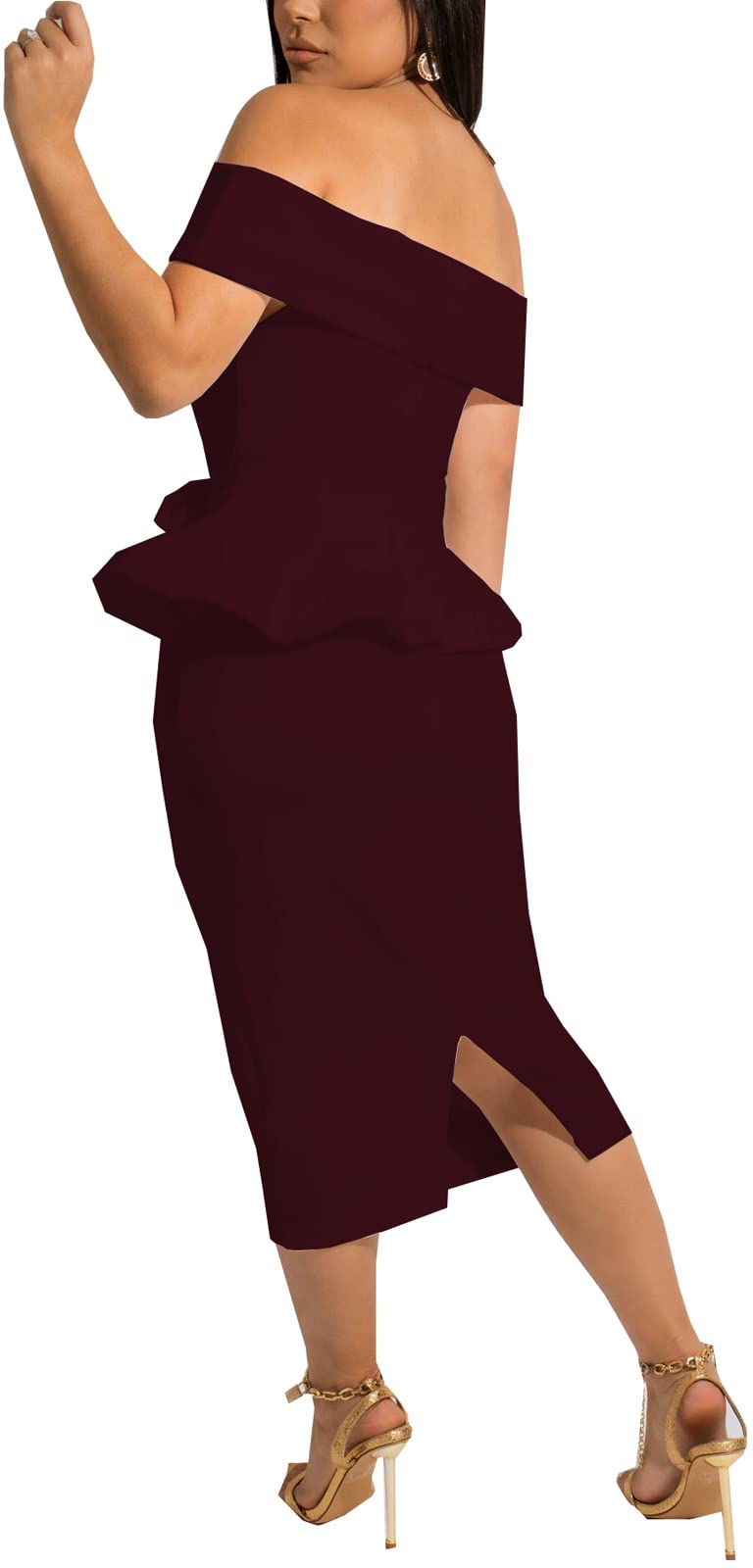 Shengfan Women's Business Dress 2025 - Elegant Church, Funeral & Office Bodycon Midi Dress with Long Sleeves | Perfect for Work, Prom, and Formal Events