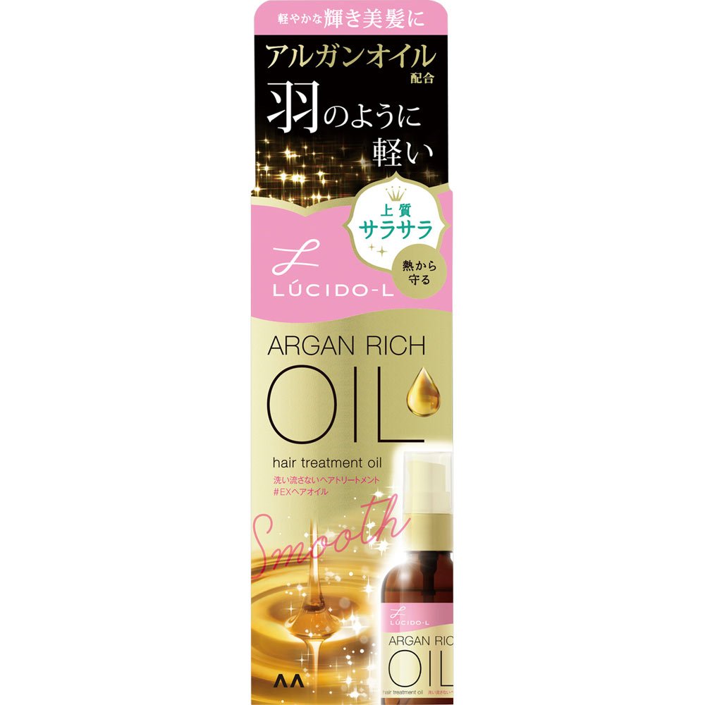 Lucido L Argan Rich Hair Treatment Oil 60ml - Moroccan Argan Oil for Smooth, Shiny & Healthy Hair - Perfect for Daily Hair Care, Styling & Split Ends Repair