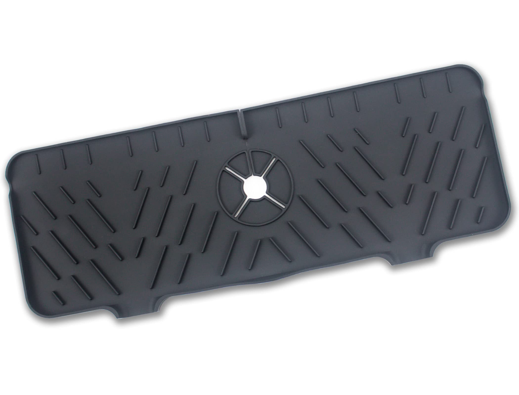 **Silicone Faucet Splash Guard Mat - Non-Slip Drip Catcher, Sink Drain Pad for Kitchen & Bathroom, Waterproof Backsplash Protector, Rubber Drying Mat for Countertops (Black) - Perfect for Spill Prevention & Surface Protection**