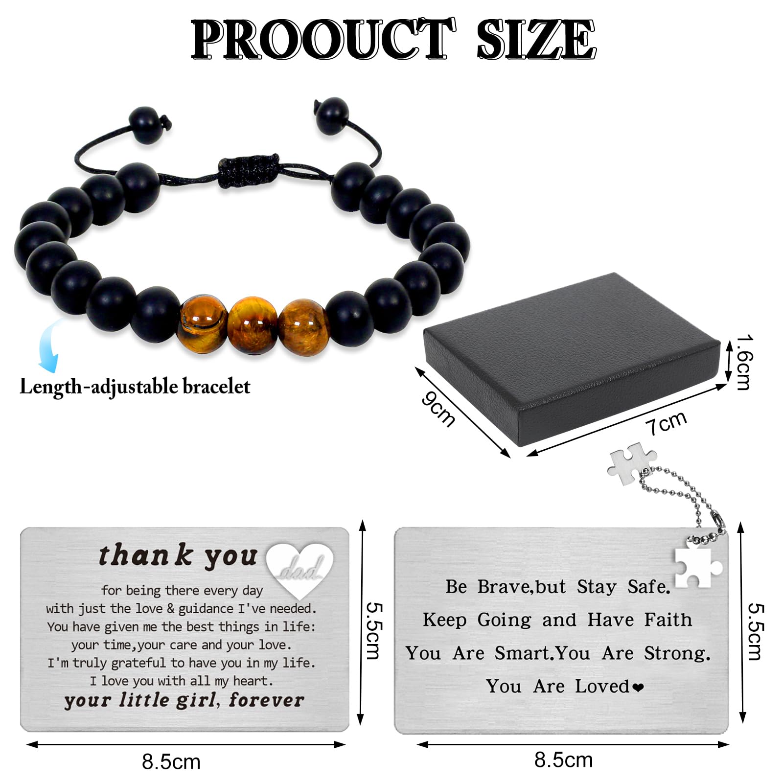 Sunwuun Men's Bracelet Gift Set with Wallet Card Inserts - Perfect Birthday, Father's Day, Christmas & Thanksgiving Present for Dad - Thoughtful Gifts from Daughter for Special Occasions