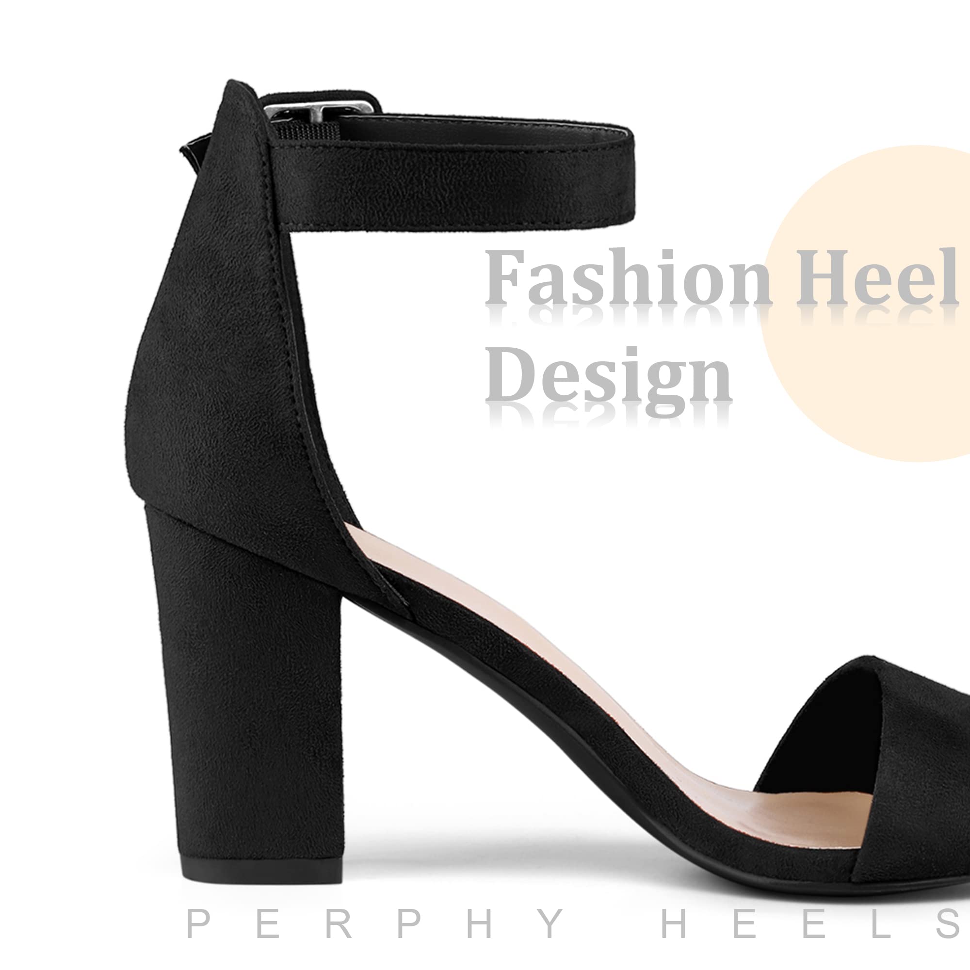Perphy Women's Chunky High Heel Sandals with Ankle Strap - Open Toe Summer Dress Shoes for Weddings, Parties & Date Nights