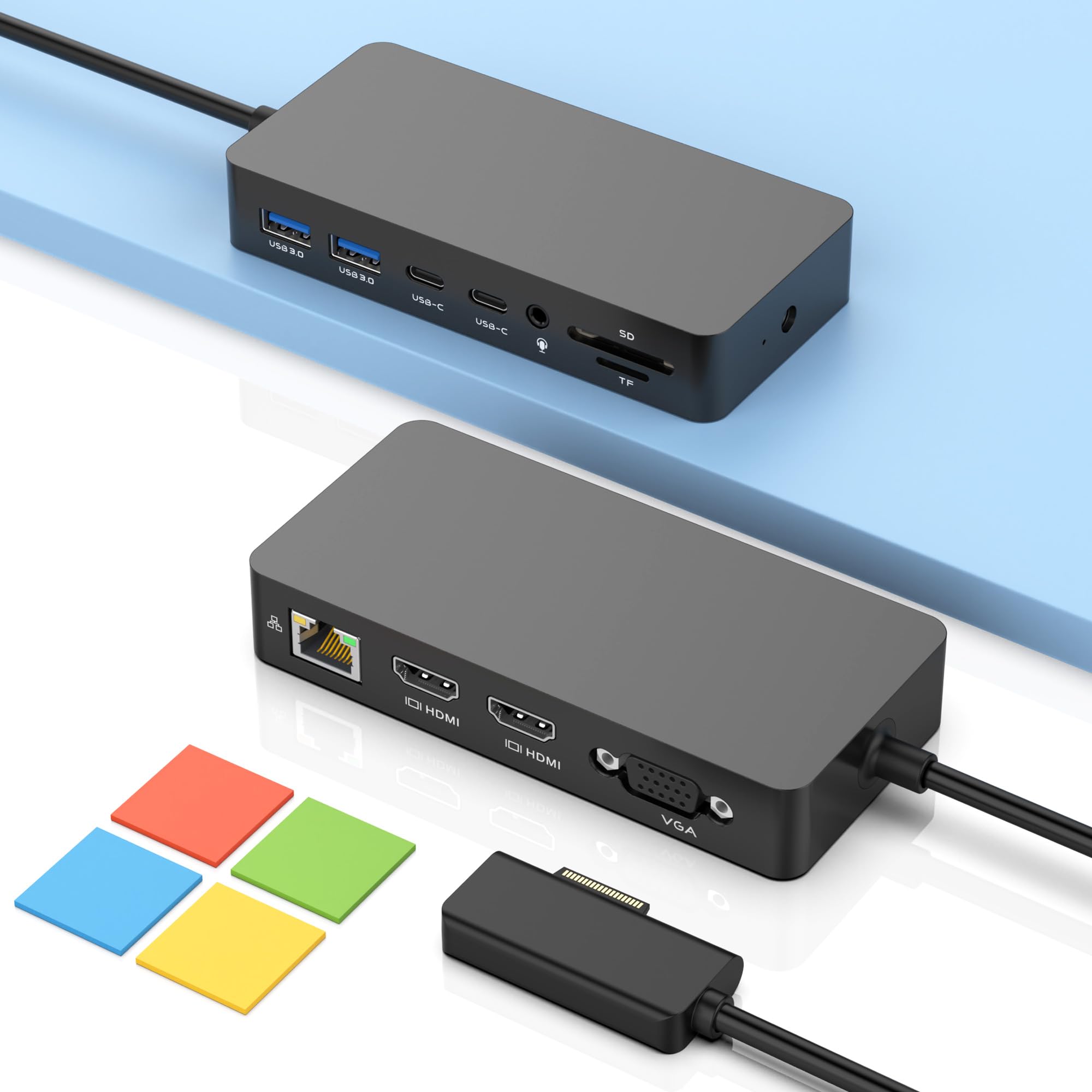 Microsoft Surface Dock 12-in-1 Triple Display Docking Station with Dual HDMI & VGA Ports - Compatible with Surface Pro 11/10/9/8/X/7/6/5/4/3 & Surface Laptop 7/6/5/4/3/2/1 - Includes Power Adapter & USB 3.0 Ports - Perfect for Home Office, Remote Work & Multi-Monitor Setups