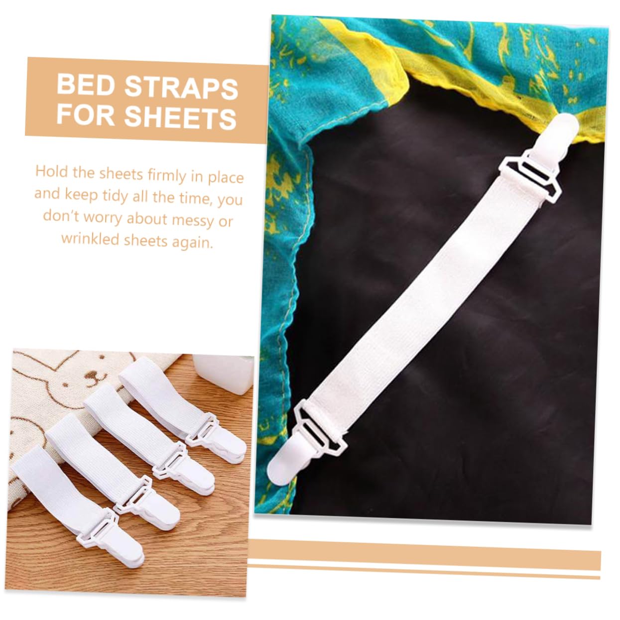 Uonlytech 20-Pack Heavy Duty Sheet Straps - Secure Mattress & Keep Bed Sheets in Place - Perfect for Deep Pocket, Adjustable & King Size Beds - Ideal for Home, Hotel & Dorm Organization