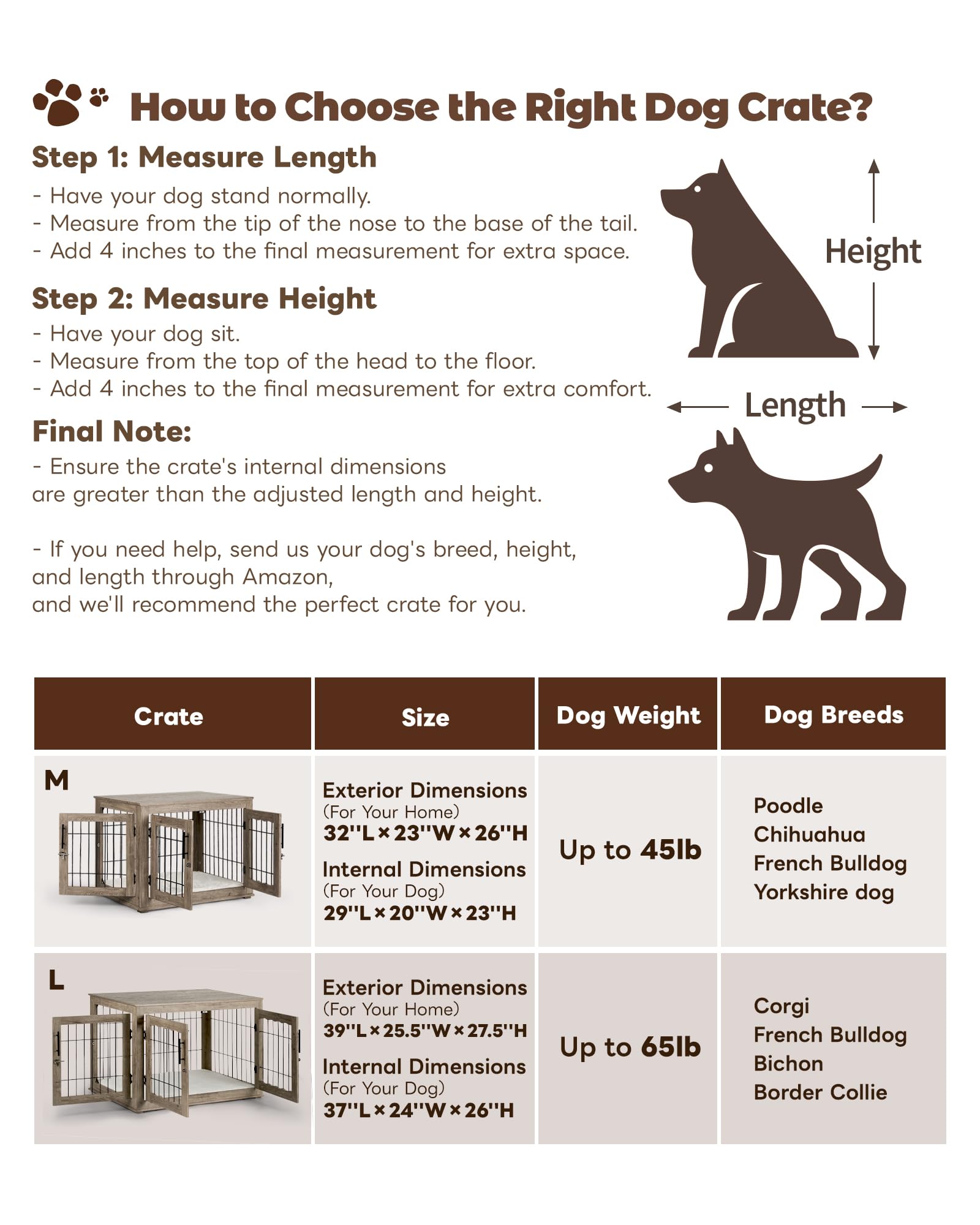 38 Inch Large Wooden Dog Crate Furniture - Heavy Duty Dog Kennel with Removable Bed Pad & 3 Doors - Stylish Greige End Table for Living Room, Bedroom & Office Spaces