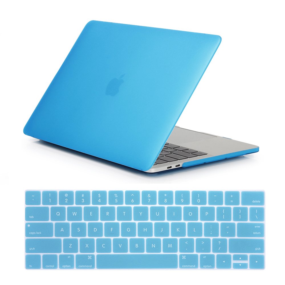 Se7enline Hard Plastic Protective Case for MacBook Pro 15 inch (Model A1707/A1990 2016-2018 with Touch Bar) - Includes Keyboard Cover Skin in Aqua Blue | Durable Shell for Travel & Daily Use