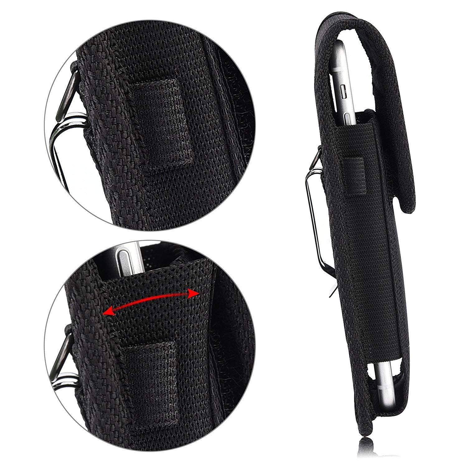 Premium Nylon Canvas Belt Holster for ZTE Blade X1 5G/Blade 10/10 Prime/Axon 10 Pro/Blade A7 Prime/Blade Z Max - Rugged Phone Pouch with Metal Clip (Fits Slim Protective Cases) - Ideal for Outdoor Activities, Construction Work & Hands-Free Convenience